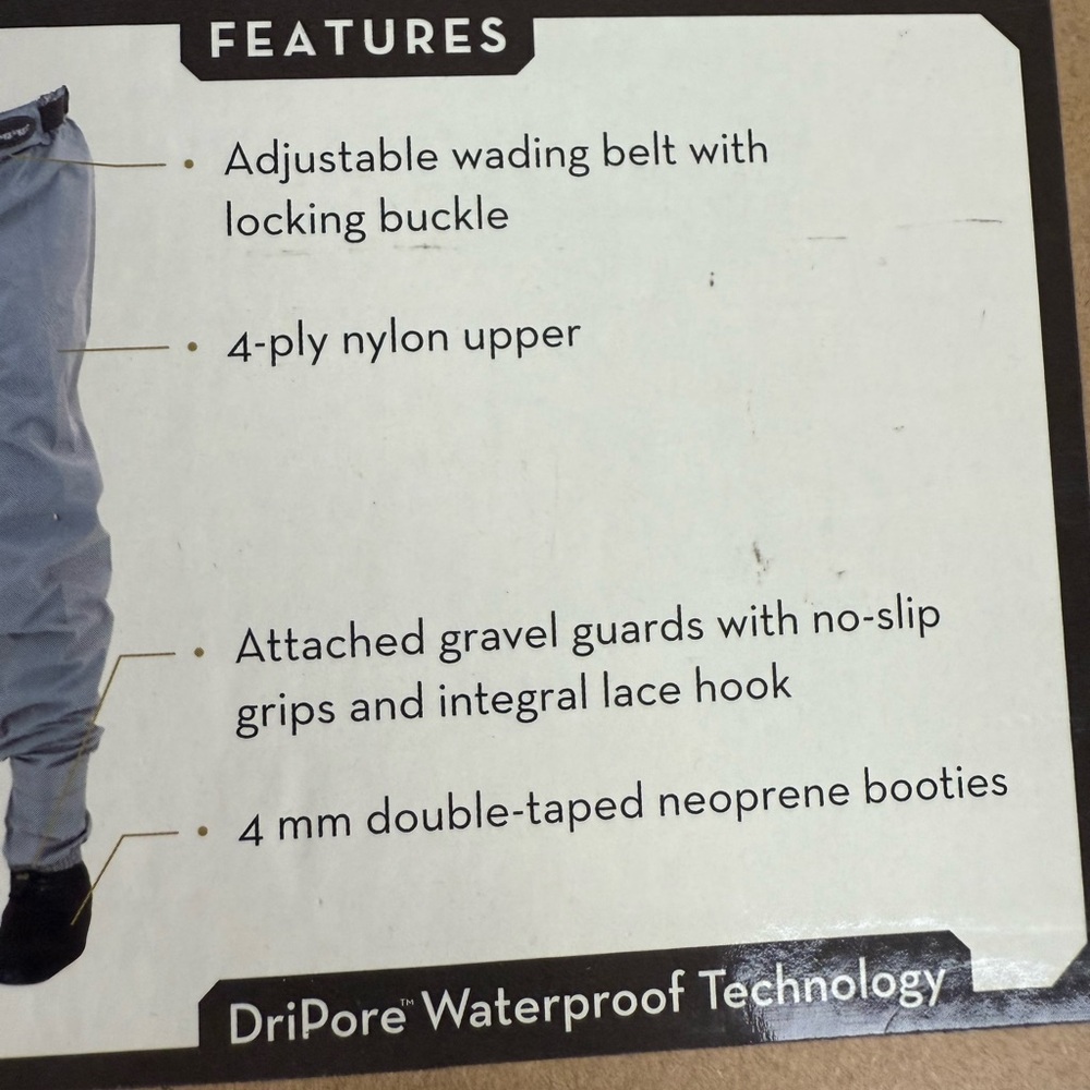 Frogg Toggs Hellbender Stockingfoot Guide wader Pants NIB Attached Booties New - Picture 9 of 10